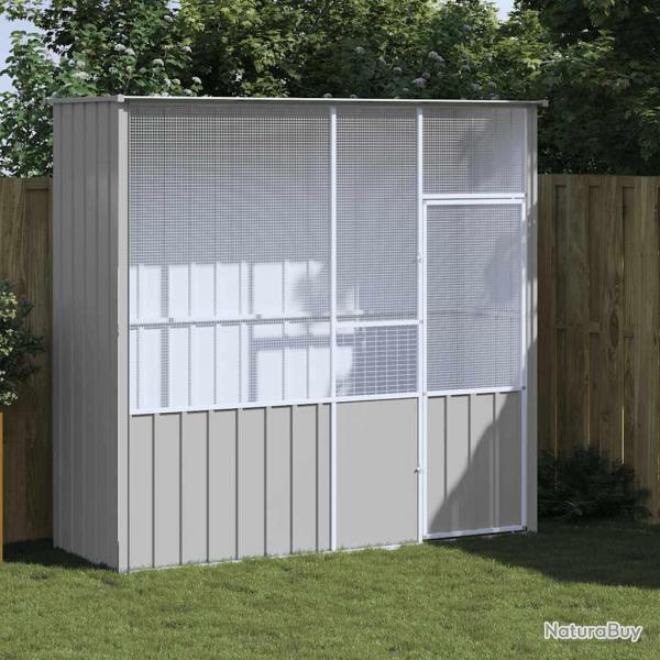 Cage  oiseaux gris 215x78x200 cm acier galvanis alsavelo