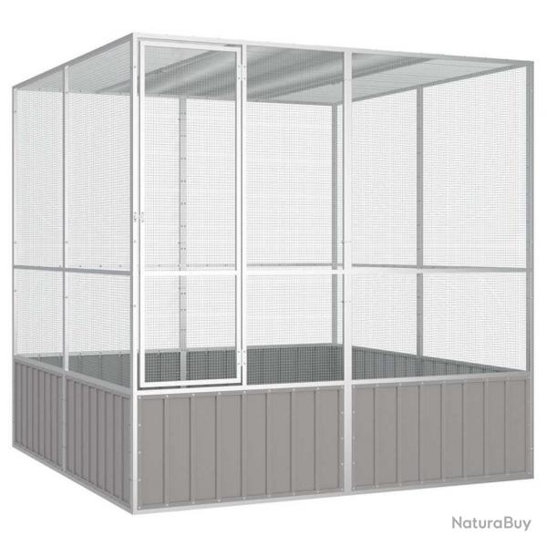 Cage  oiseaux Gris 213,5x217,5x211,5 cm Acier galvanis alsavelo