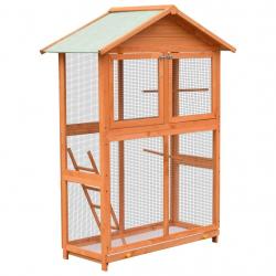 Cage à oiseaux Pin massif et bois de sapin 125,5x59,5x164 cm alsavelo
