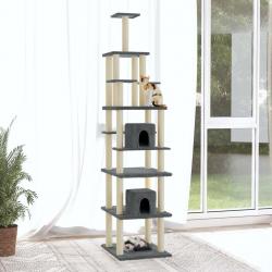 Arbre à chat avec griffoirs en sisal Gris foncé 216 cm alsavelo