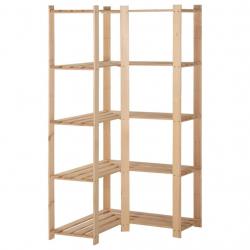 Étagère d'angle de rangement 5 niveaux 82,5x82,5x170 cm Pin alsavelo