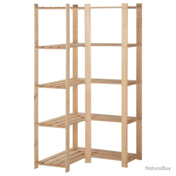 tagre d'angle de rangement 5 niveaux 82,5x82,5x170 cm Pin alsavelo
