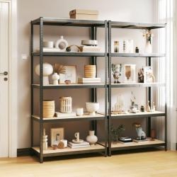 Étagère à 5 niveaux 2 pcs Gris Acier et bois ingénierie alsavelo