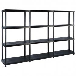 Étagère de rangement à 4 niveaux Noir 183x30,5x130 cm Plastique alsavelo