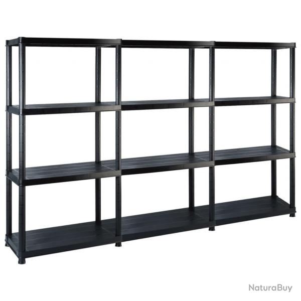 tagre de rangement  4 niveaux Noir 183x30,5x130 cm Plastique alsavelo
