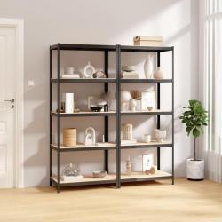 Étagères à 5 niveaux 2pcs Anthracite Acier et bois d'ingénierie alsavelo