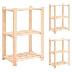 Étagères de rangement à 3 niveaux 3 pcs 60x38x90 cm Pin 150 kg alsavelo