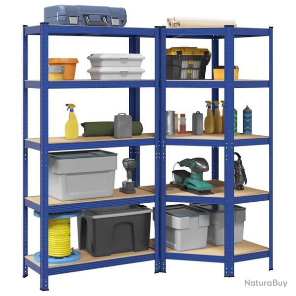 Ensemble d'tagres  5 niveaux 2 pcs acier bois d'ingnierie alsavelo