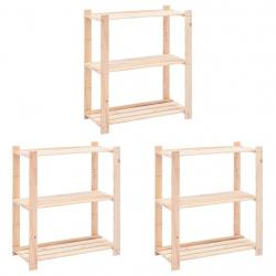 Étagères de rangement à 3 niveaux 3 pcs 80x38x90 cm Pin 150 kg alsavelo