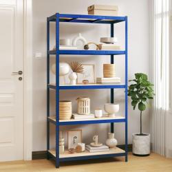 Étagère de rangement à 5 niveaux Bleu Acier et bois ingénierie alsavelo