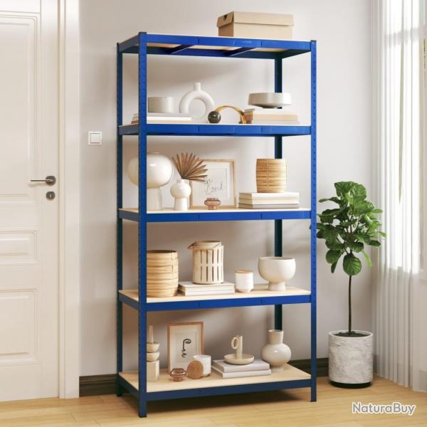 tagre de rangement  5 niveaux Bleu Acier et bois ingnierie alsavelo