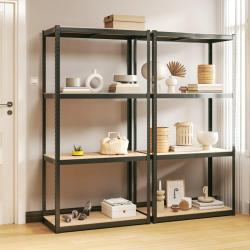 Étagères à 4 niveaux 2pcs Anthracite Acier et bois d'ingénierie alsavelo