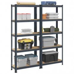 Étagères de rangement 5 niveaux 2 pcs Anthracite Acier et bois alsavelo