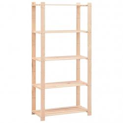 Étagère de stockage 5 niveaux 80x38x170 cm Pin solide 250 kg alsavelo