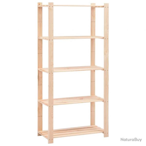 tagre de stockage 5 niveaux 80x38x170 cm Pin solide 250 kg alsavelo