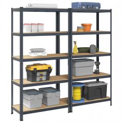 Étagères de rangement 5 niveaux 2 pcs Anthracite Acier et bois alsavelo