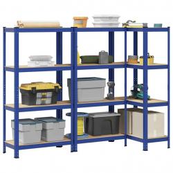 Étagères de rangement à 4 niveaux 3 pcs acier bois d'ingénierie alsavelo