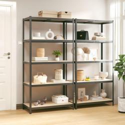 Étagères à 5 niveaux 2pcs Anthracite Acier et bois d'ingénierie alsavelo