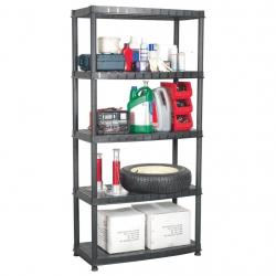 Étagère de rangement à 5 niveaux Noir 91,5x45,7x185cm Plastique alsavelo