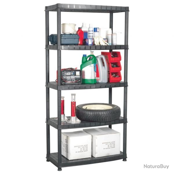 tagre de rangement  5 niveaux Noir 91,5x45,7x185cm Plastique alsavelo