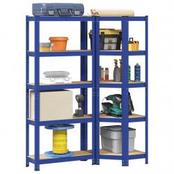 Ensemble d'étagères à 5 niveaux 2 pcs acier bois d'ingénierie alsavelo