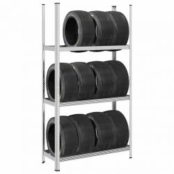 Étagère à pneus à 3 niveaux 2 pcs argenté 110x40x200 cm acier alsavelo