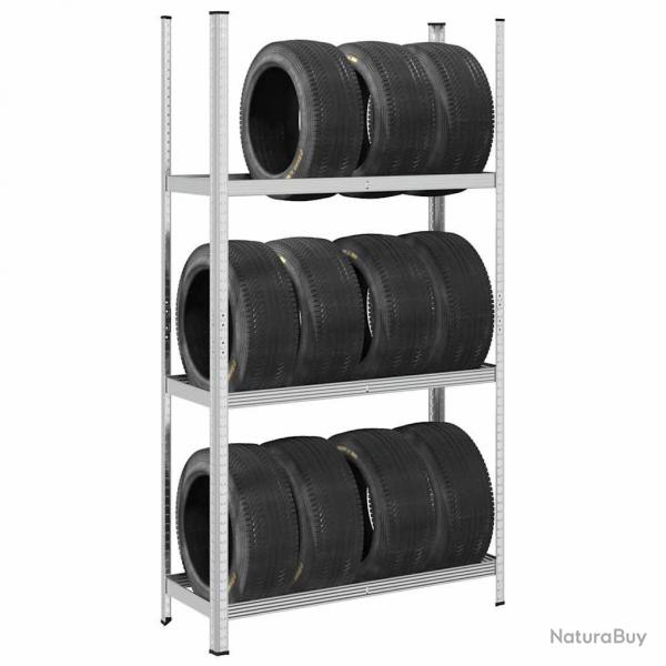 tagre  pneus  3 niveaux 2 pcs argent 110x40x200 cm acier alsavelo