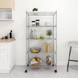 Étagère de rangement 5 niveaux roues 75x35x155 cm Chrome 250 kg alsavelo