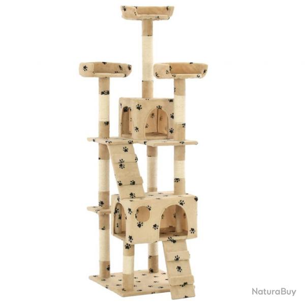 Arbre  chat et griffoirs en sisal 170 cm Beige Motif de pattes alsavelo
