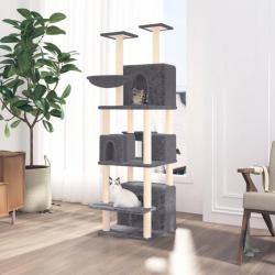 Arbre à chat avec griffoirs en sisal Gris foncé 180 cm alsavelo