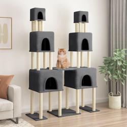 Arbre à chat avec griffoirs en sisal Gris foncé 199 cm alsavelo