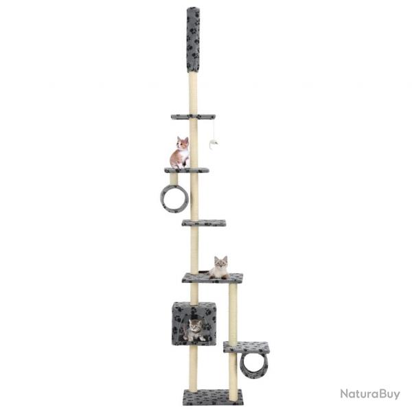 Arbre  chat avec griffoirs en sisal 260 cm Gris Motif pattes alsavelo