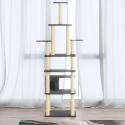 Arbre à chat avec griffoirs en sisal Gris foncé 183 cm alsavelo