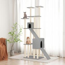 Arbre à chat avec griffoirs en sisal Gris clair 190 cm alsavelo