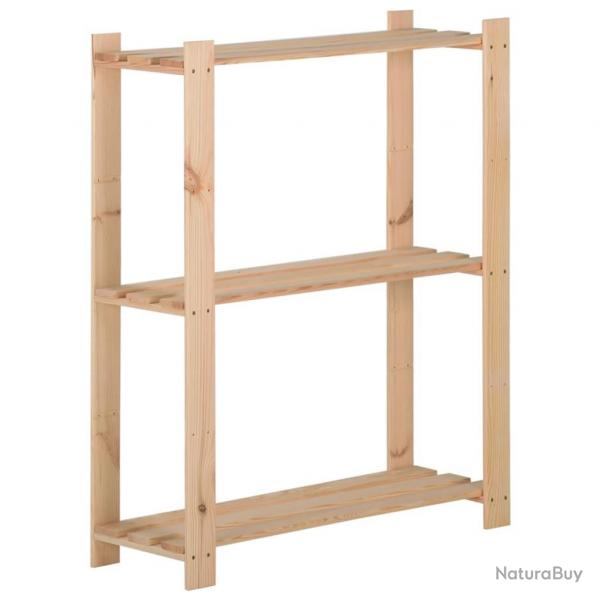 tagre de stockage 3 niveaux 60x28,5x90 cm Bois de pin massif alsavelo