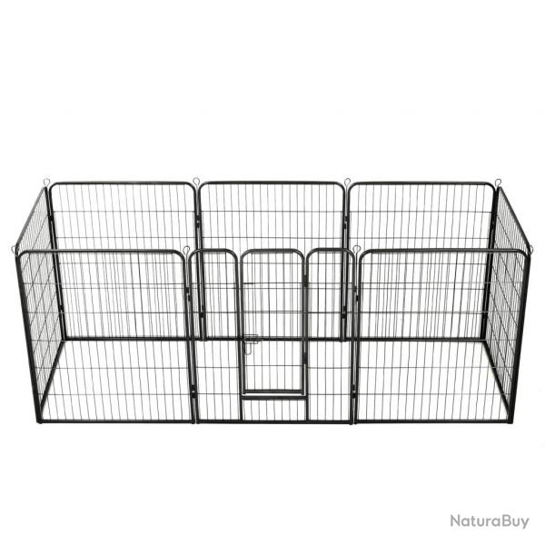 Parc pour chiens 8 panneaux Acier 80 x 100 cm Noir alsavelo