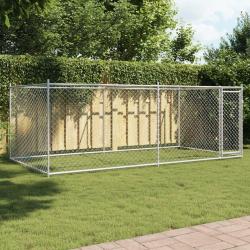 Cage pour chien avec porte gris 4x2x1,5 m acier galvanisé alsavelo