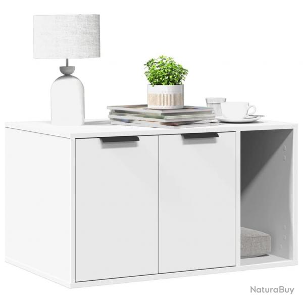 Meuble de bac  litire pour chat blanc bois d'ingnierie alsavelo