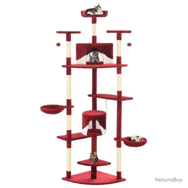 Arbre  chat avec griffoirs en sisal 203 cm Rouge et Blanc alsavelo