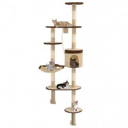 Arbre à chat en sisal Montage mural 194 cm Beige et marron alsavelo
