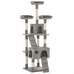 Arbre à chat avec griffoirs en sisal 170 cm Gris alsavelo