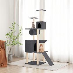 Arbre à chat avec griffoirs en sisal Gris foncé 168 cm alsavelo
