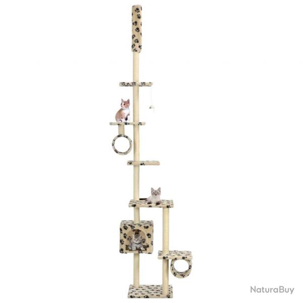 Arbre  chat avec griffoirs en sisal 260 cm Beige Motif pattes alsavelo