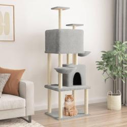 Arbre à chat avec griffoirs en sisal Gris clair 180 cm alsavelo