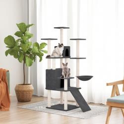 Arbre à chat avec griffoirs en sisal Gris foncé 154 cm alsavelo