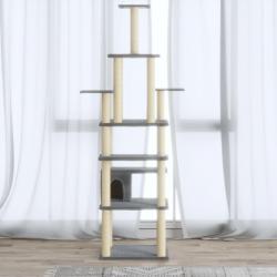 Arbre à chat avec griffoirs en sisal Gris clair 183 cm alsavelo