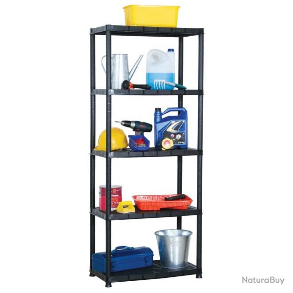 tagre de rangement  5 niveaux Noir 71x38x170 cm Plastique alsavelo