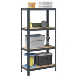 Étagère de rangement 4 niveaux Anthracite Acier bois ingénierie alsavelo