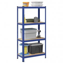 Étagère de rangement à 4 niveaux Bleu Acier et bois ingénierie alsavelo