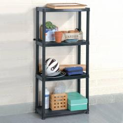 Étagère de rangement à 4 niveaux Noir 61x30,5x130 cm Plastique alsavelo